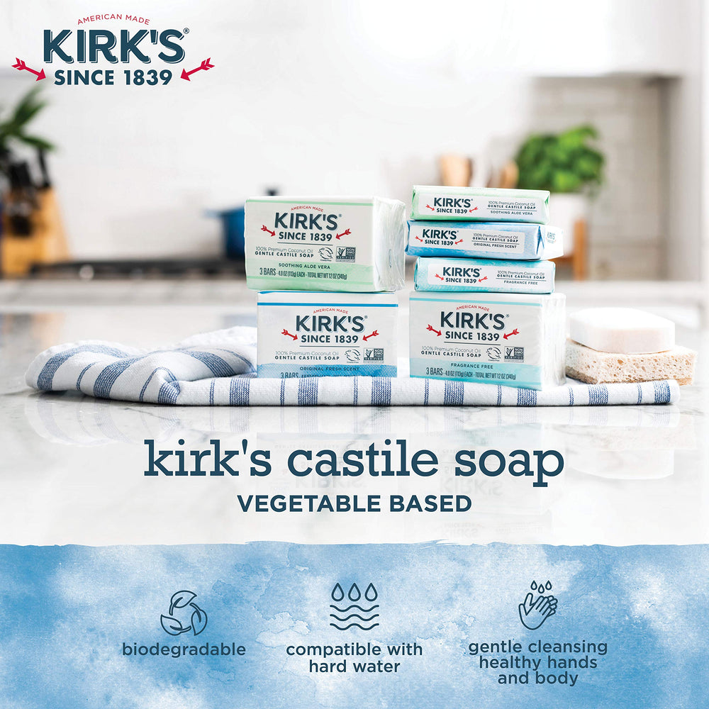 Kirk's soap lather on hand demonstrating gentle cleansing foam