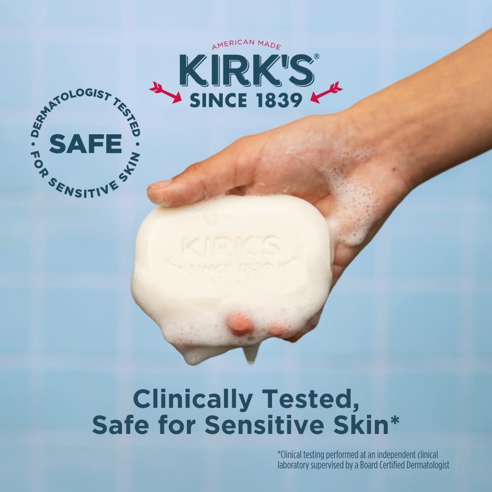 Kirk's size comparison with hand showing 4 oz bar benefit: portable everyday use