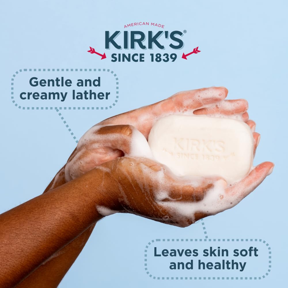 Kirk's fragrance-free travel bar in pouch for on-the-go gentle cleansing