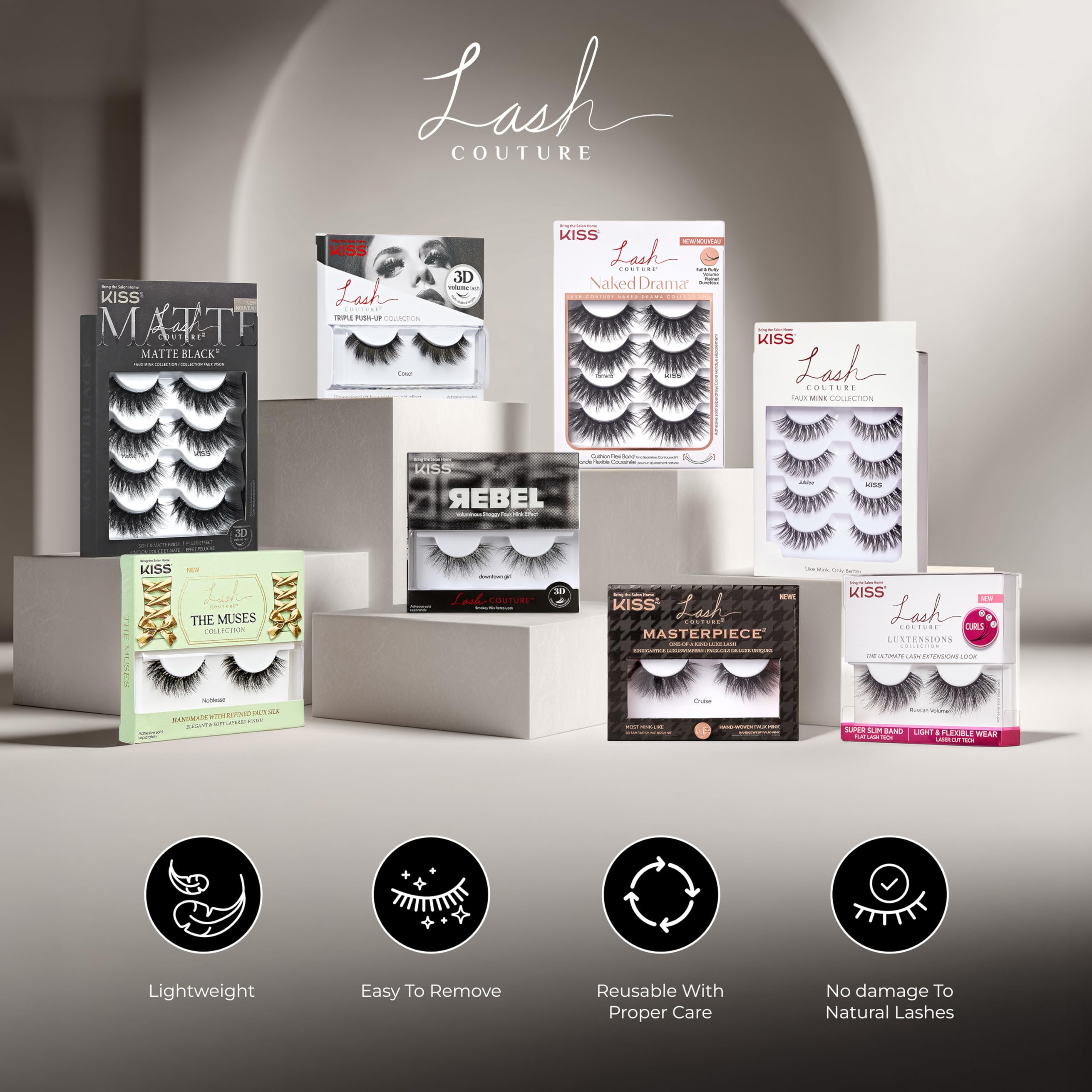 KISS application step with trimmed lash and adhesive for simple application