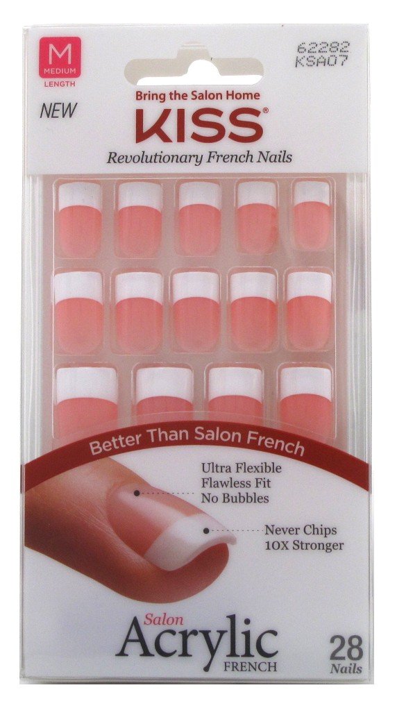 KISS front packaging showing pink medium square tips for quick salon application