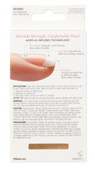 Close-up of Kiss nail applied on a fingertip demonstrating smooth fit and bubble-free adhesion