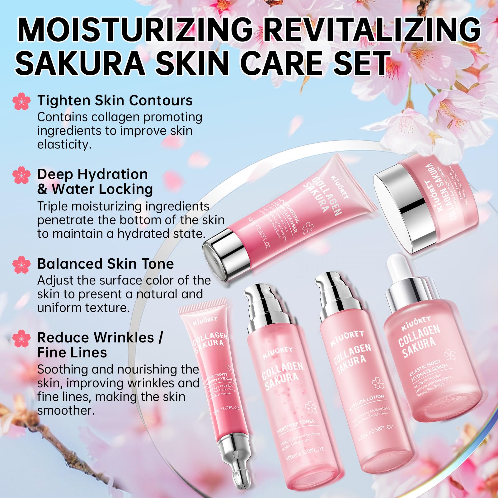 KIUORET cleanser pump close-up showing gentle foaming texture and clean skin