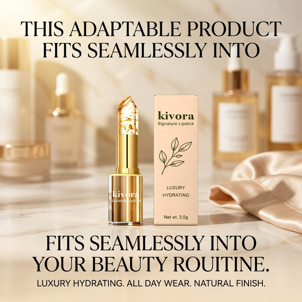 Kivora Lipstick label close-up showing branding and product information for confident choice