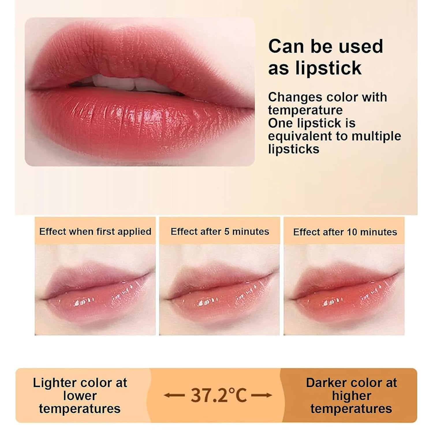 Kivora lipstick applied on lips demonstrating moisturizing, flattering color
