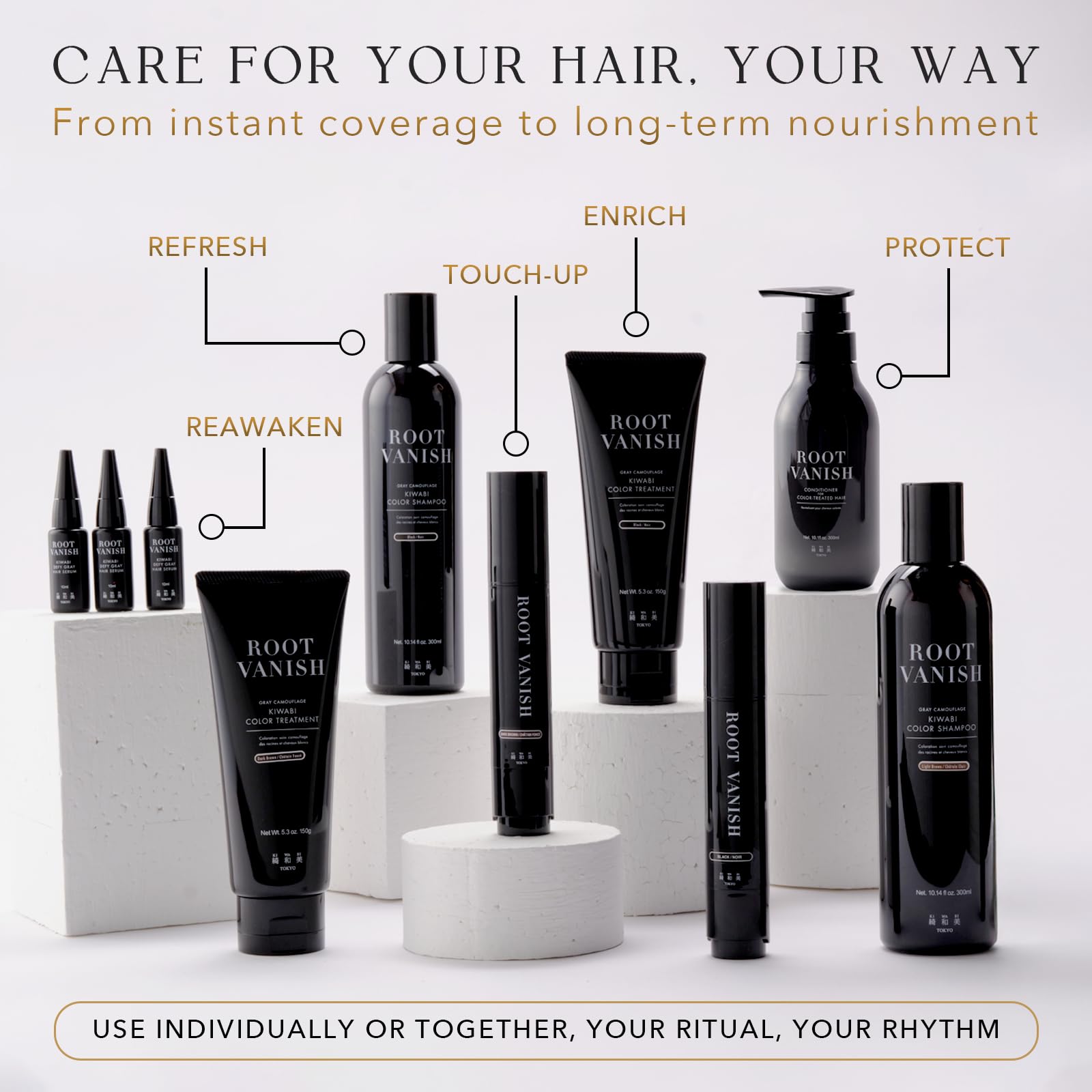 KIWABI color brush and tools arranged for targeted touch-ups