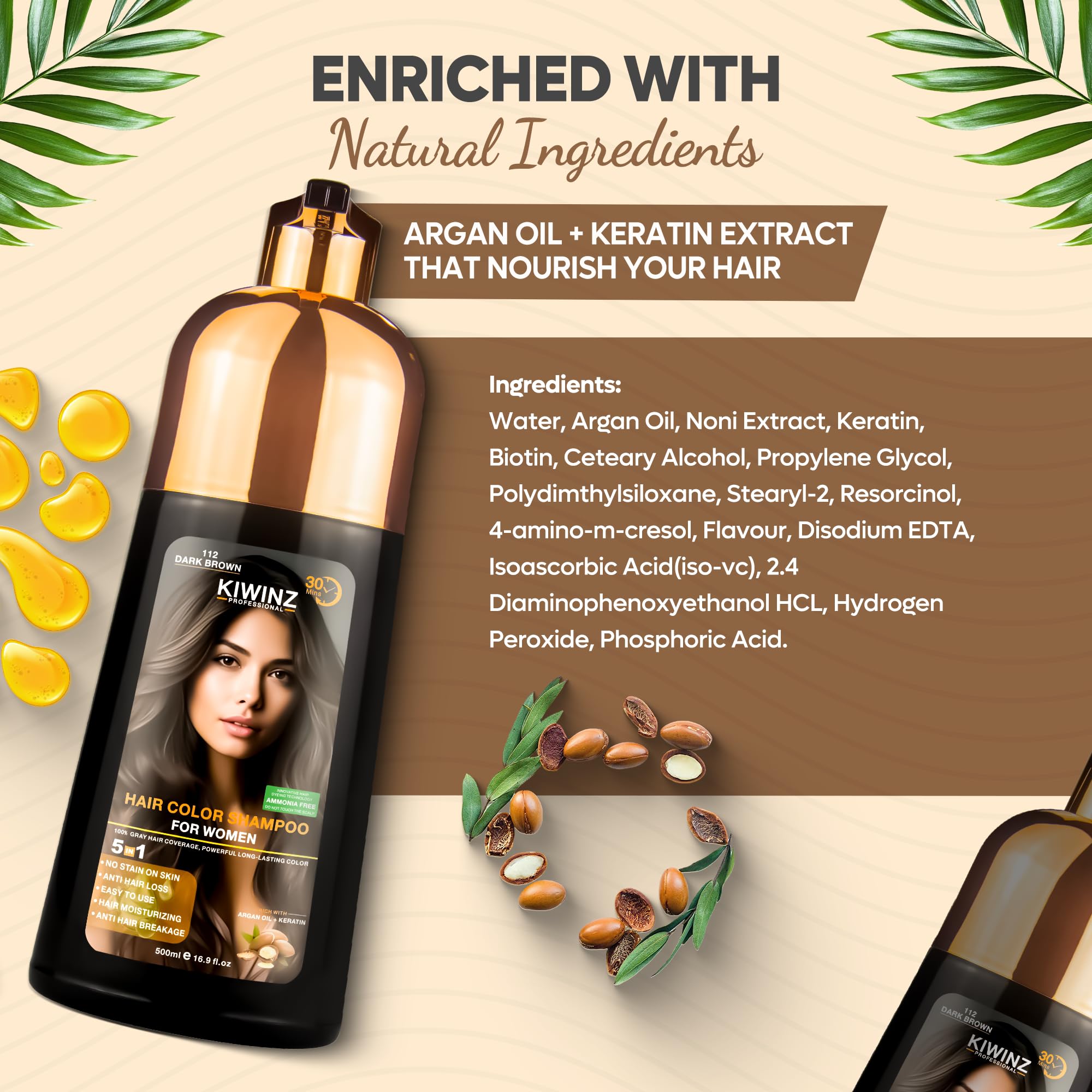 Kiwinz Professional lifestyle model with finished dark brown hair for real-world results