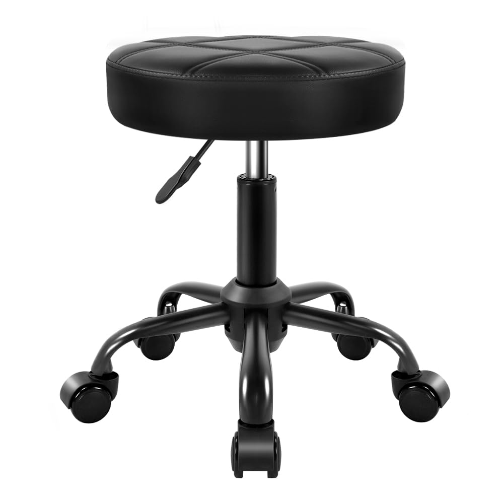 KKTONER front view of rolling stool showing compact design and comfort