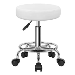 KKTONER front view white stool showing compact design and mobility