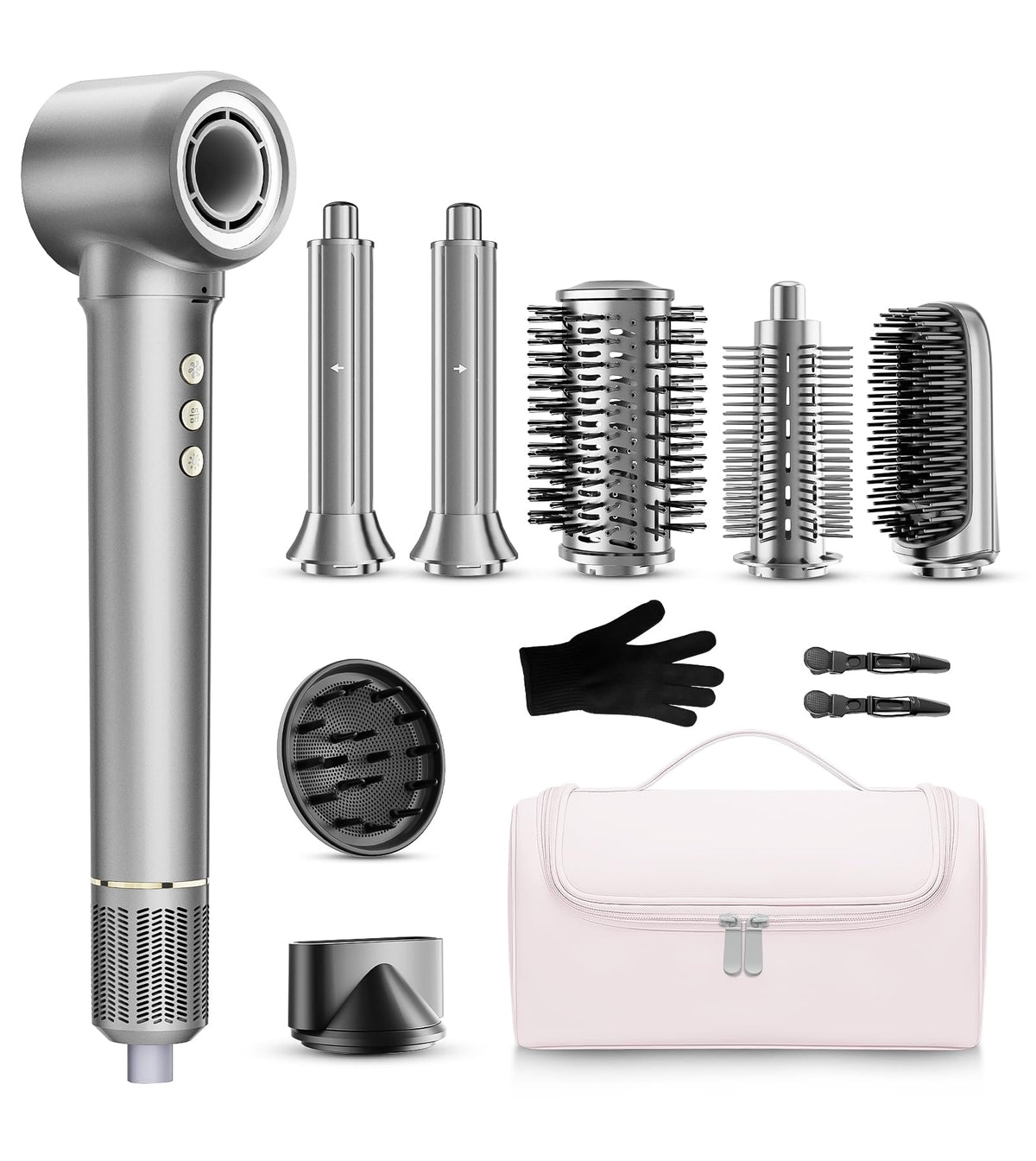 KKZN front view of full 9-in-1 kit showing organized attachments and benefits