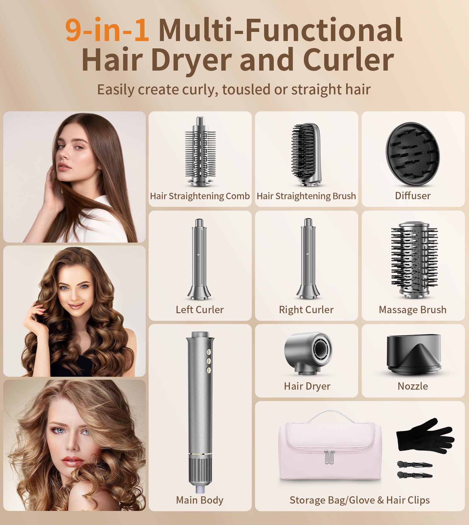 KKZN woman using the styler showing fast drying and easy styling benefit