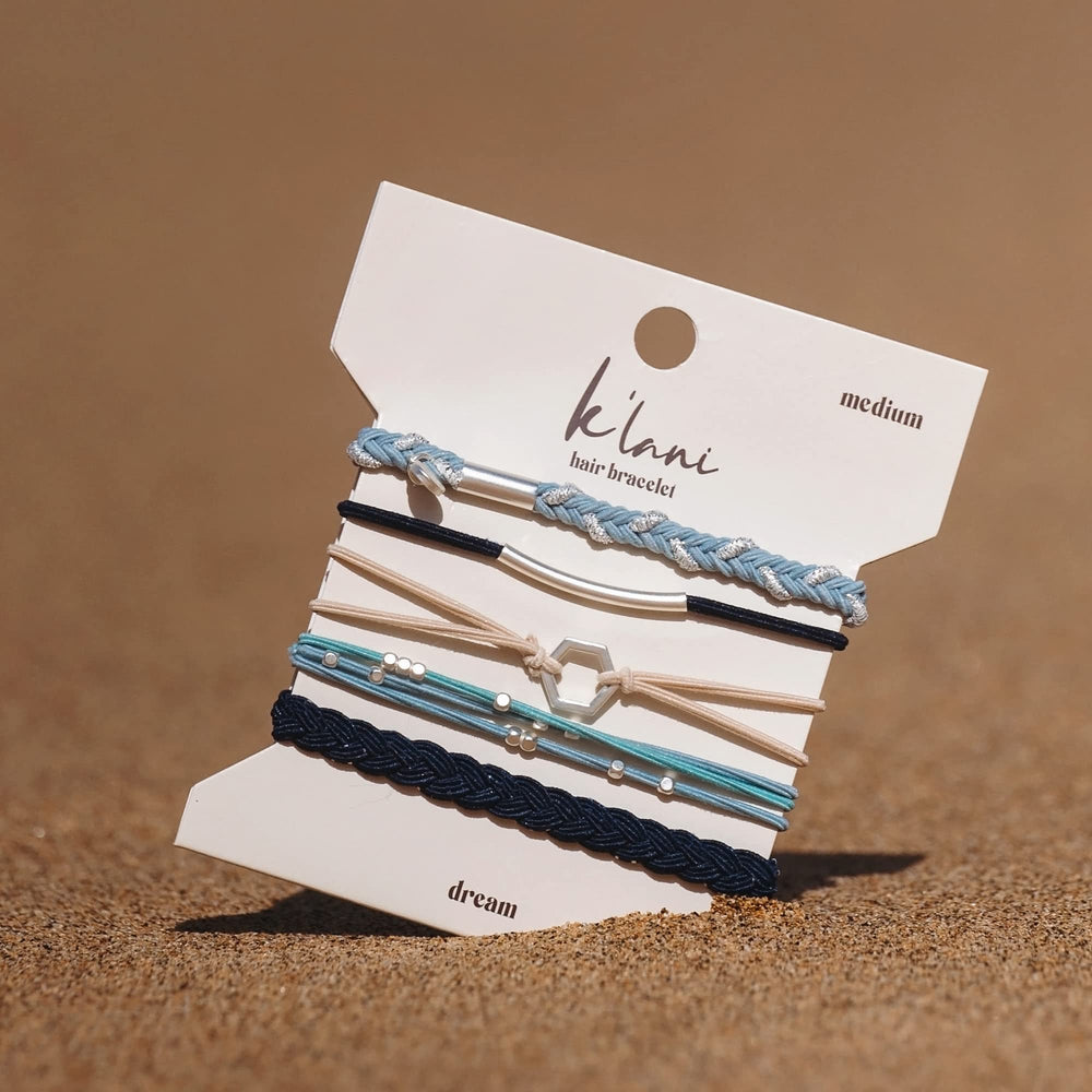 K'lani label and contents displayed to show set of five coordinating bands