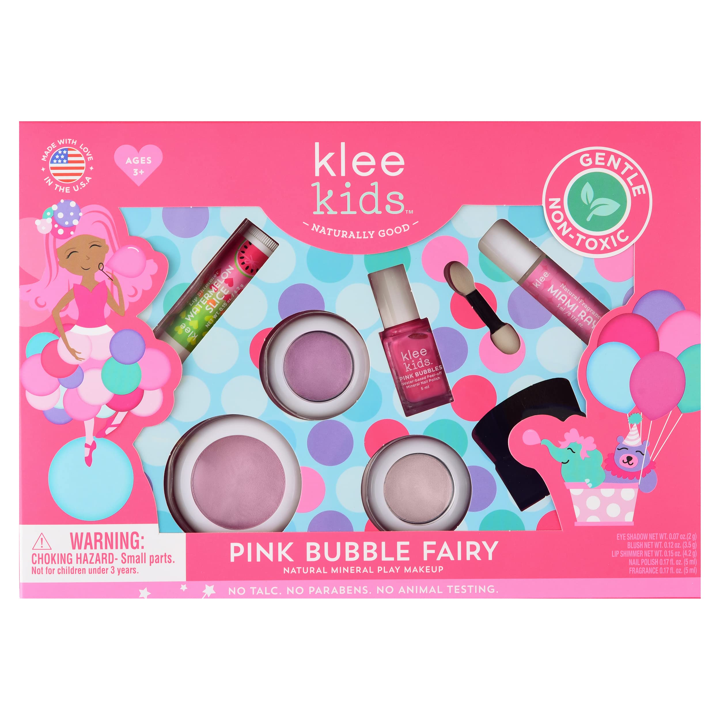 Klee Naturals front package showing Pink Bubble Fairy kit and child-safe benefits