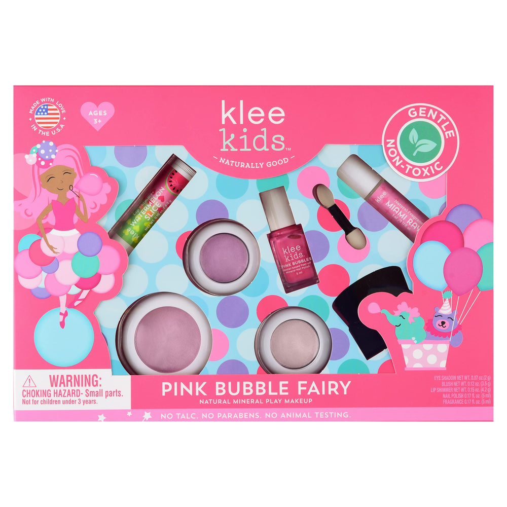 Klee Naturals front package showing Pink Bubble Fairy kit and child-safe benefits