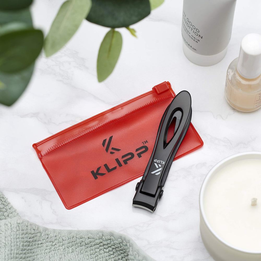 KLIPP cutting example showing wide 15mm jaw slicing thick toenail with control benefit
