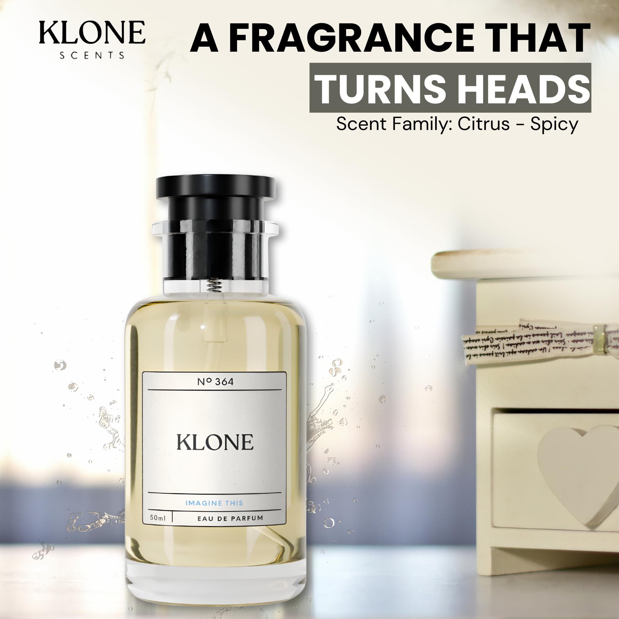 Klone bottle held beside common objects showing compact travel size benefit