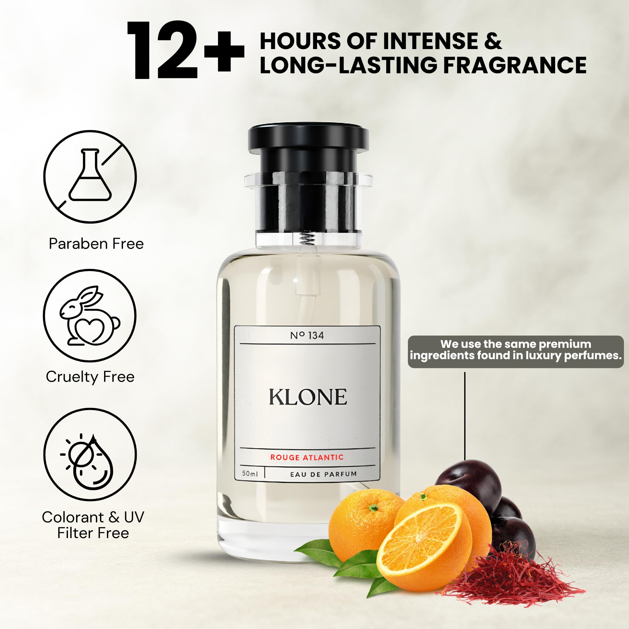 Klone Rouge Atlantic spray in motion illustrating easy application and confident scent