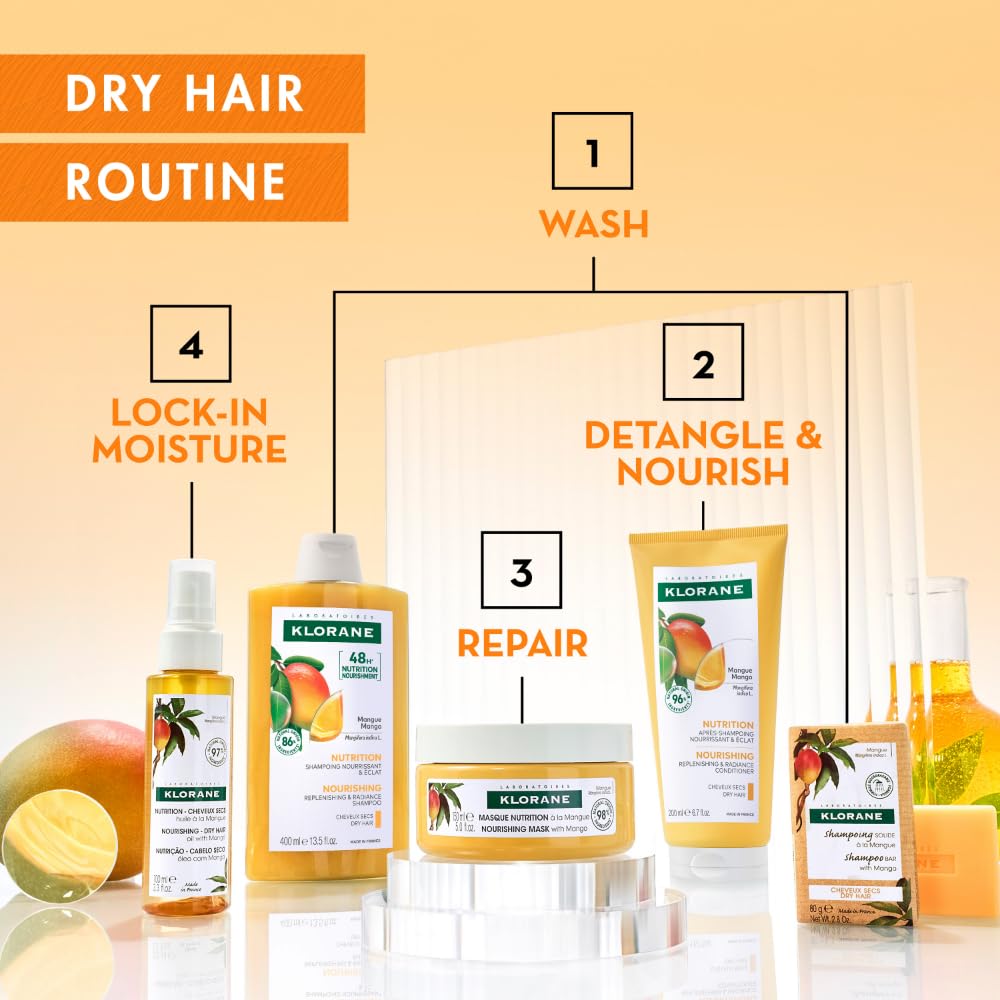 Klorane conditioner being applied to wet hair for detangling benefit