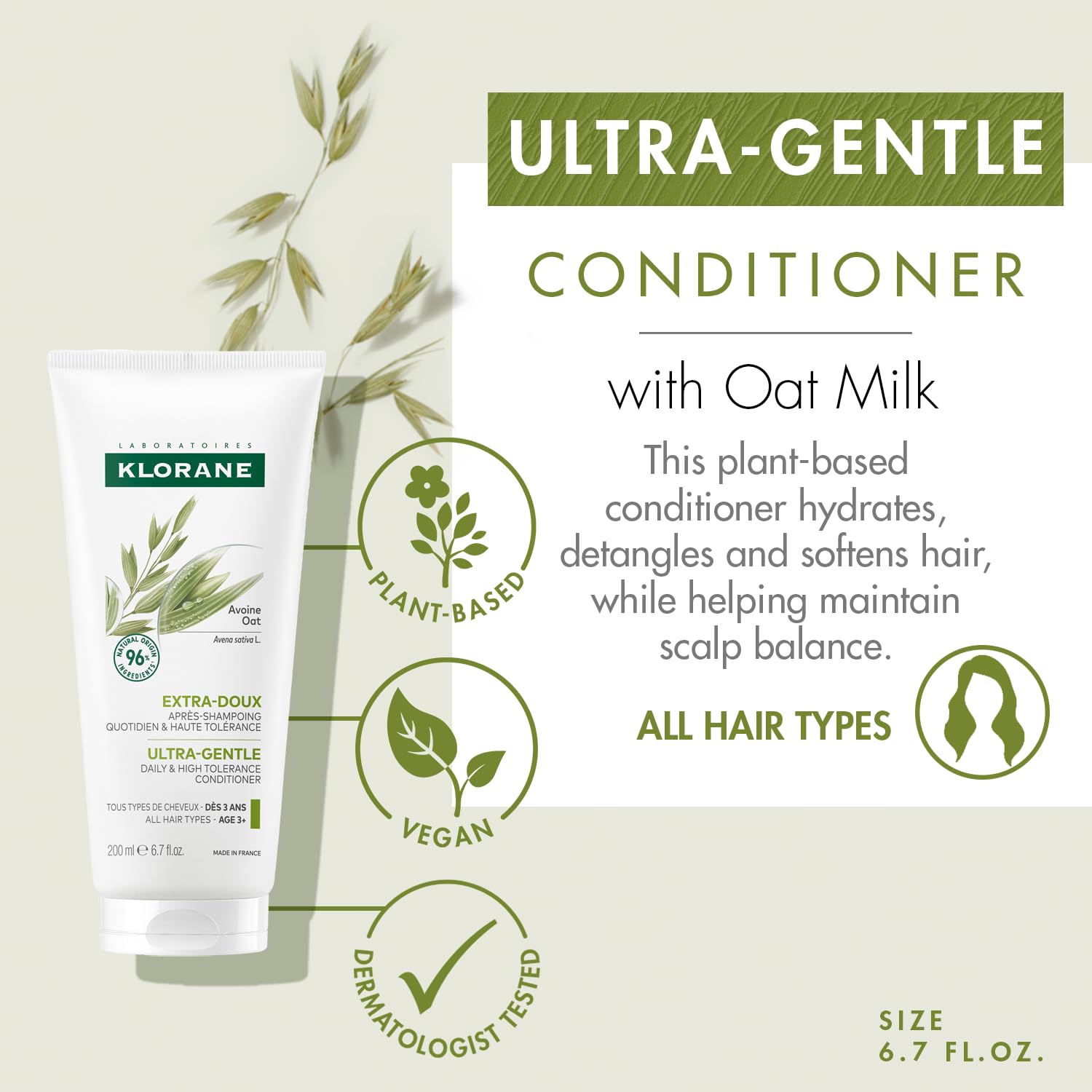 Klorane creamy oat milk texture close-up for nourishing feel