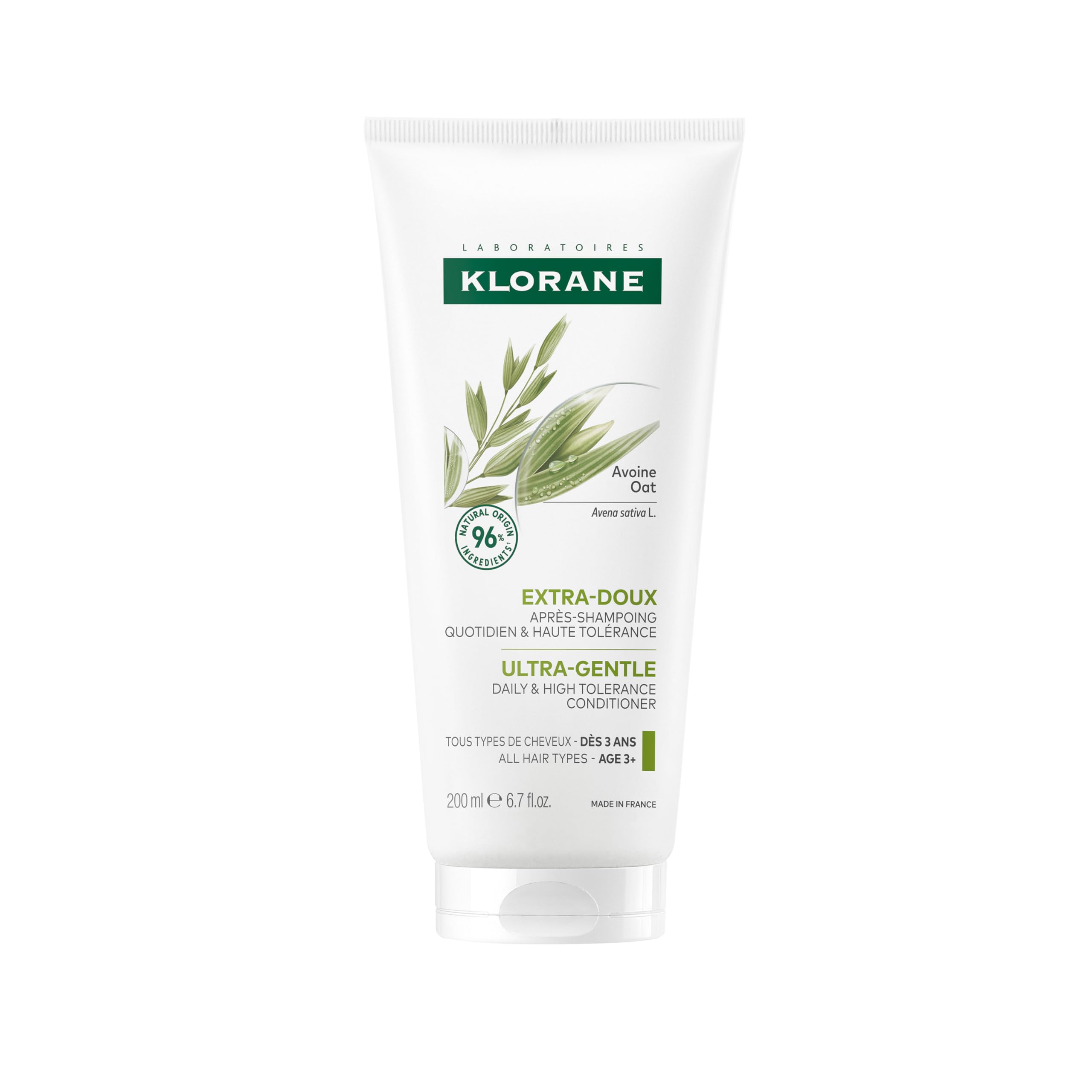 Klorane bottle front packaging showing product and benefits