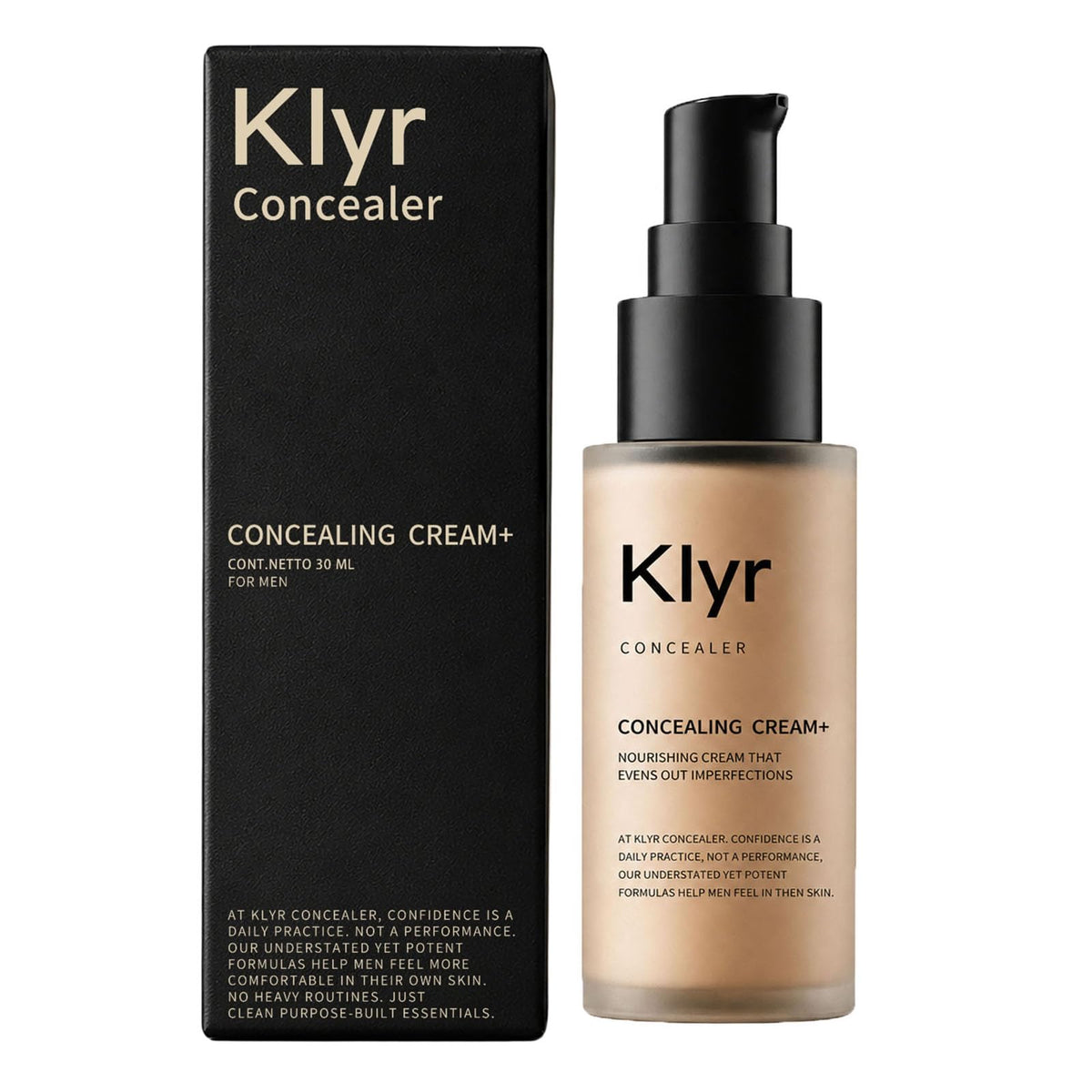 Klyr Concealer front packaging showing compact cream and branding for quick coverage