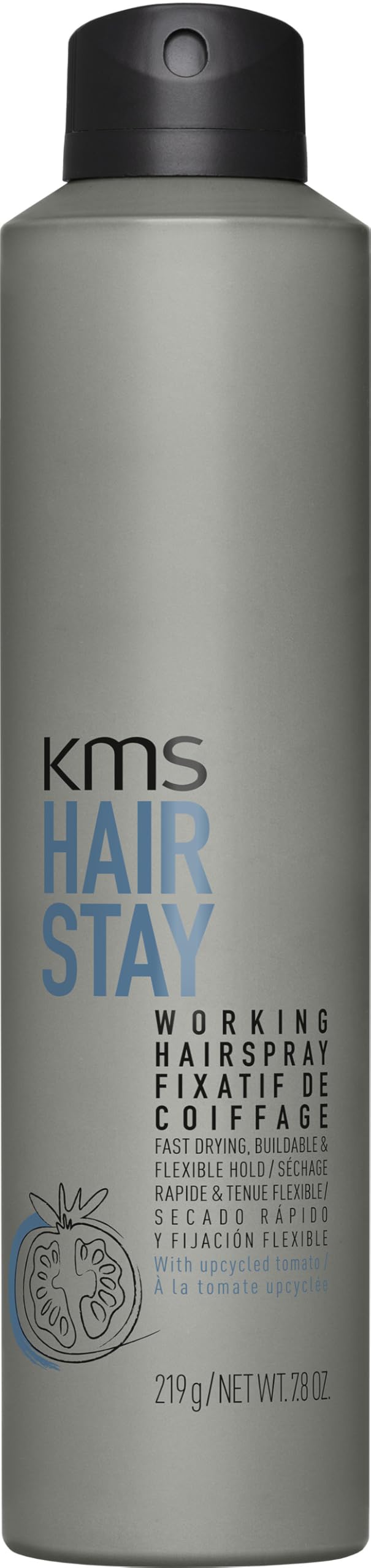 KMS HairStay front label showing product name and size, clear identification benefit