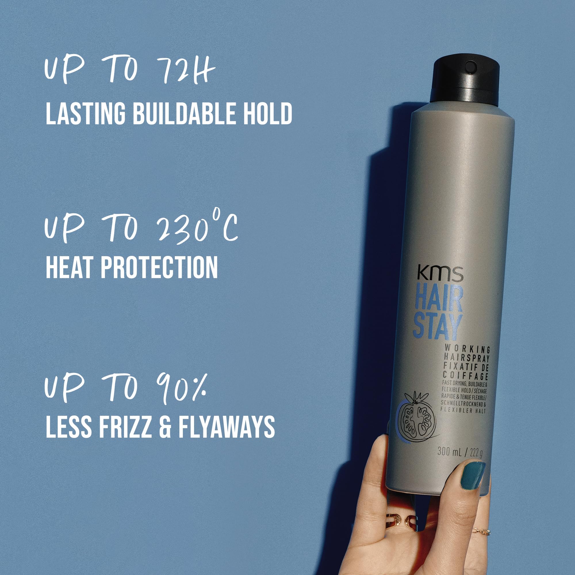 KMS HairStay texture before and after image showing reduced flyaways and defined shape benefit