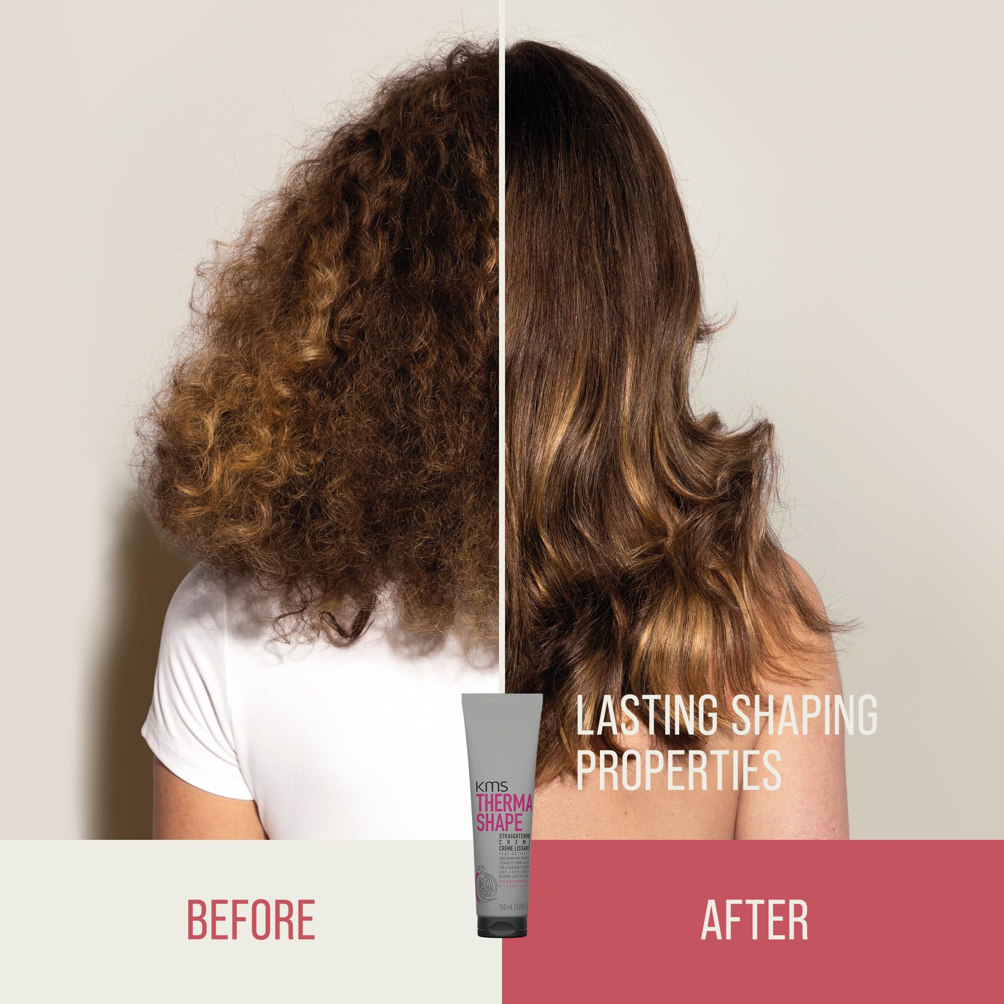 KMS ThermaShape being applied to towel-dried hair demonstrating even distribution benefit