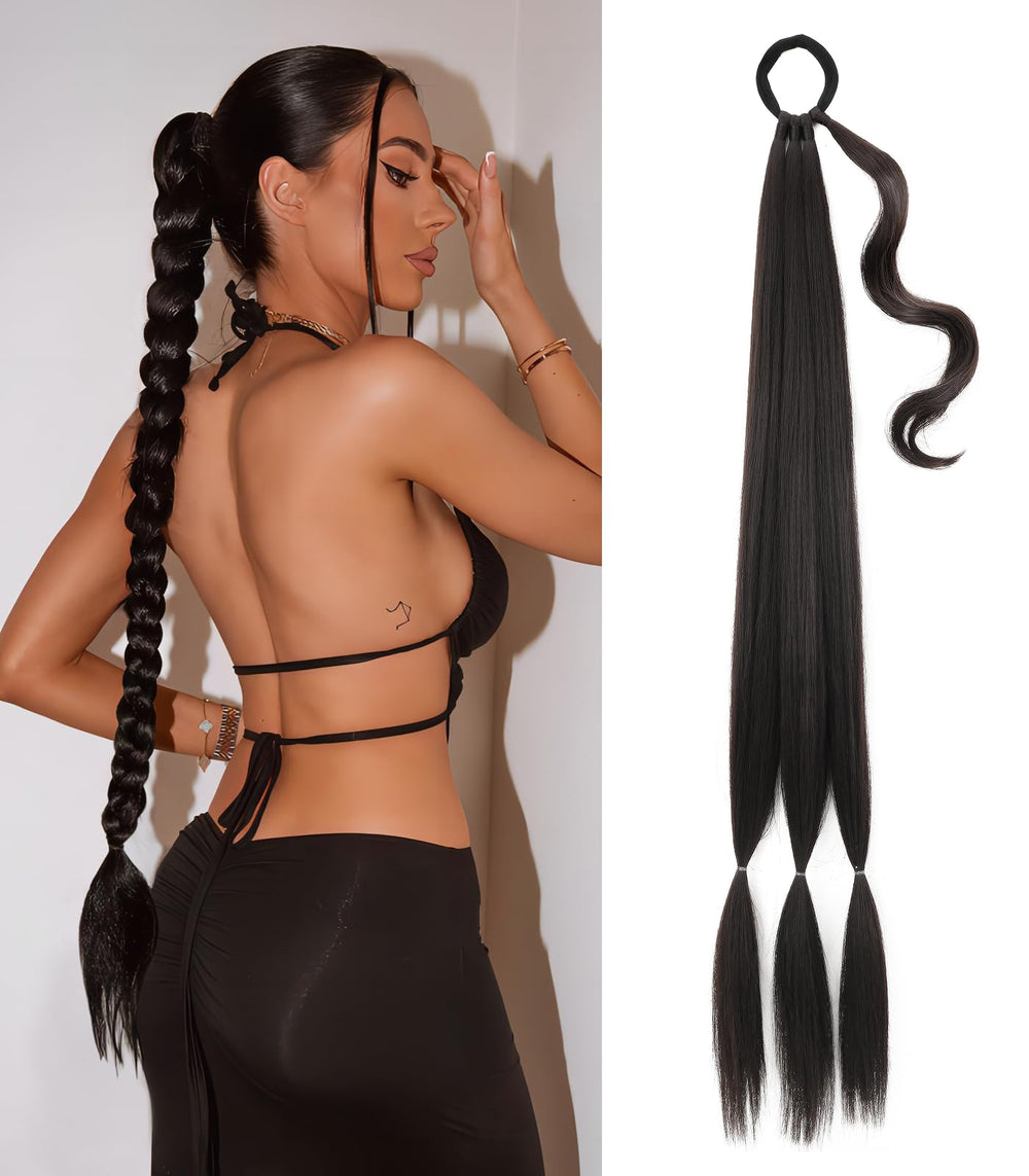 Kmzbasg front view of 34-inch braid extension showing full length and color blend benefit