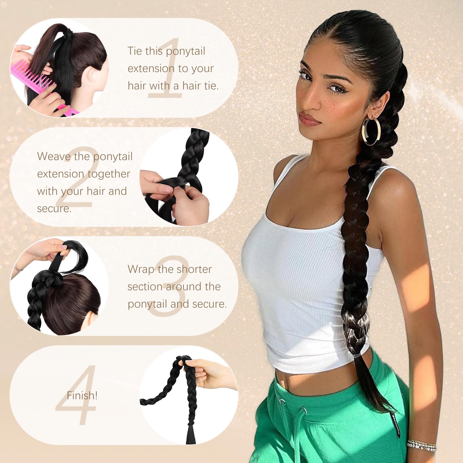 Kmzbasg styled into fishtail braid showing versatile styling options benefit