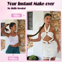 Kmzbasg styled fishtail ponytail showing added length and volume