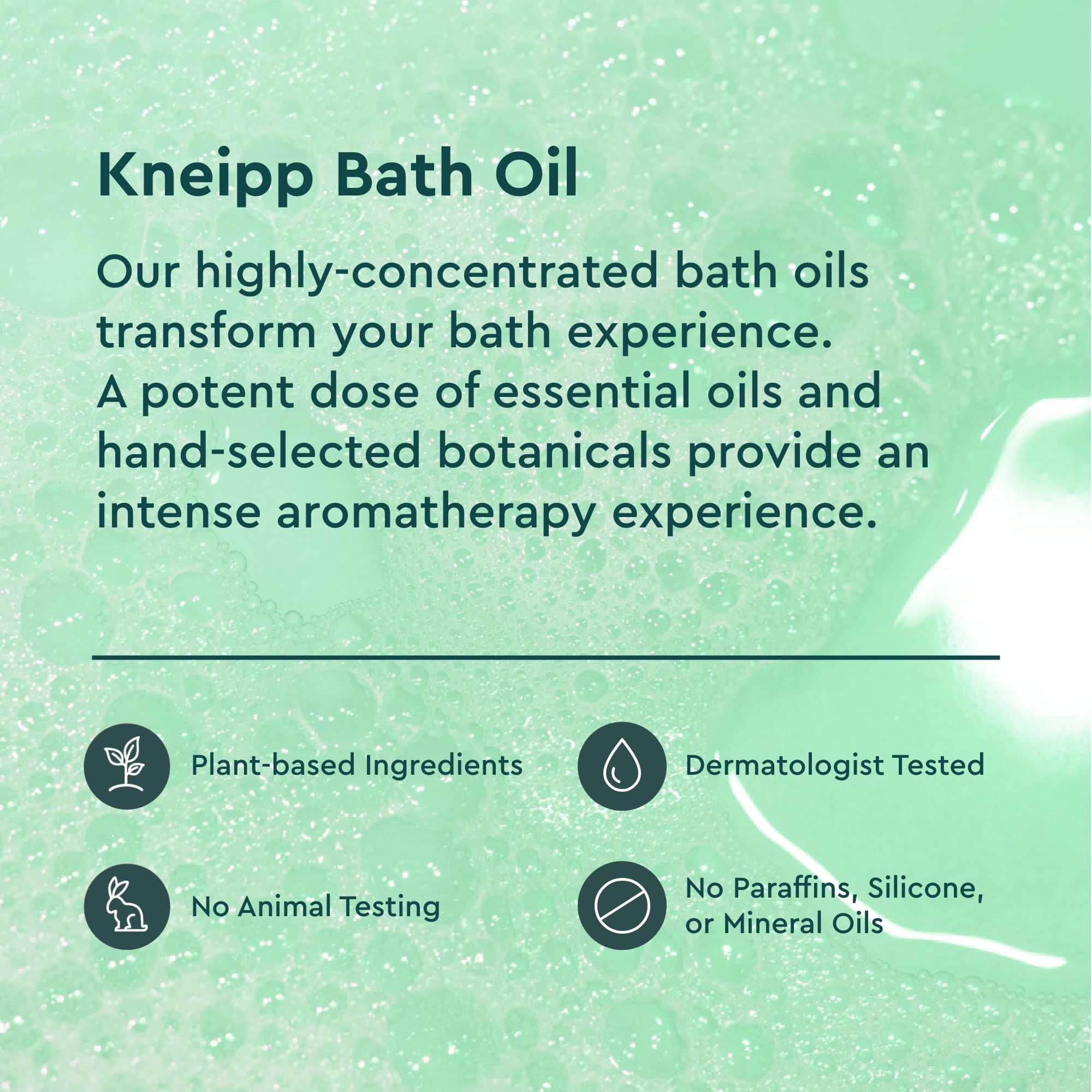 Kneipp bottle beside a hand to show compact size and travel benefit