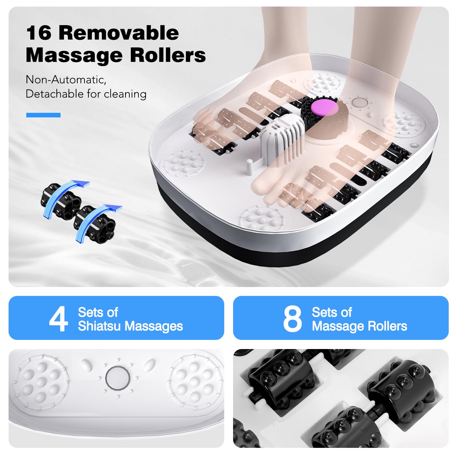 KNQZE folded flat foot spa demonstrating compact storage to save space