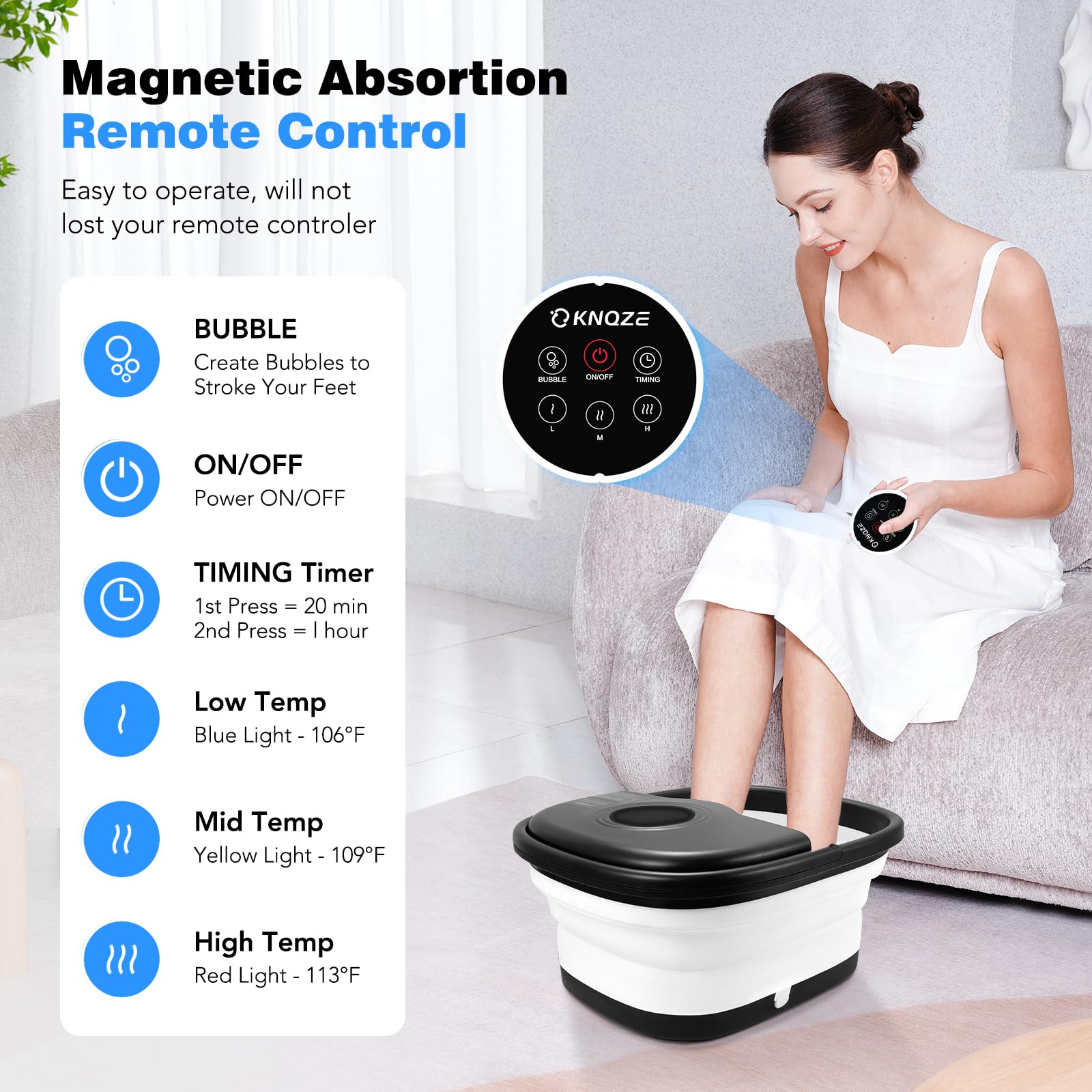 KNQZE wireless remote control close-up for easy hands-free operation and convenience