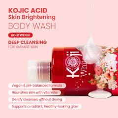 Koji White pump and label closeup highlighting product name and ingredient callouts for clarity