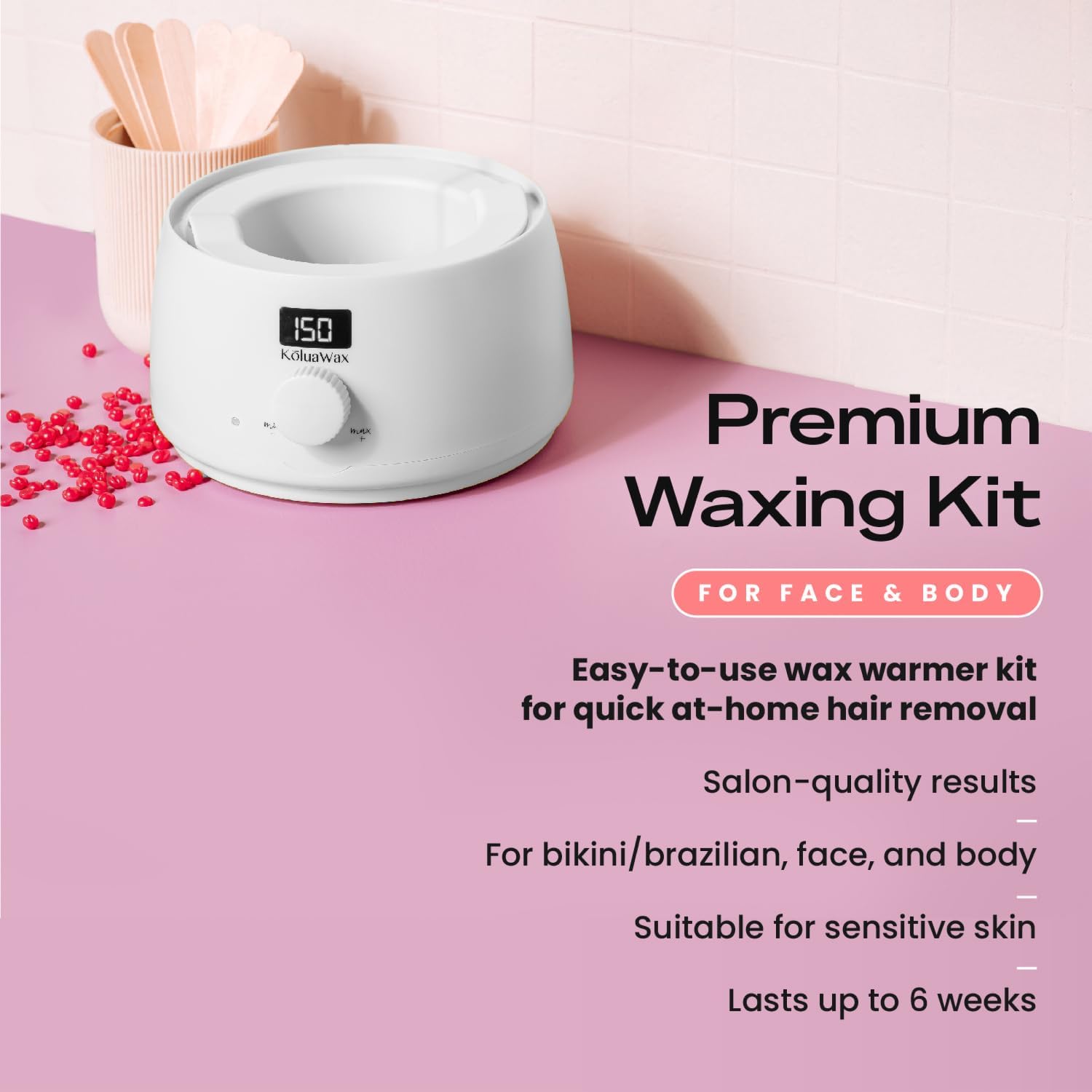 KoluaWax digital warmer display with precise temperature control benefit