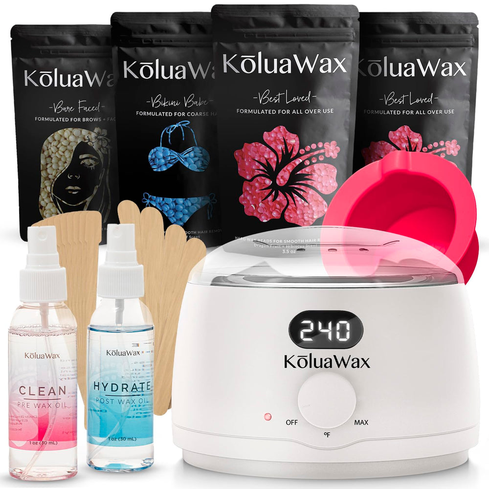 KoluaWax front packaging showing complete kit benefits and contents