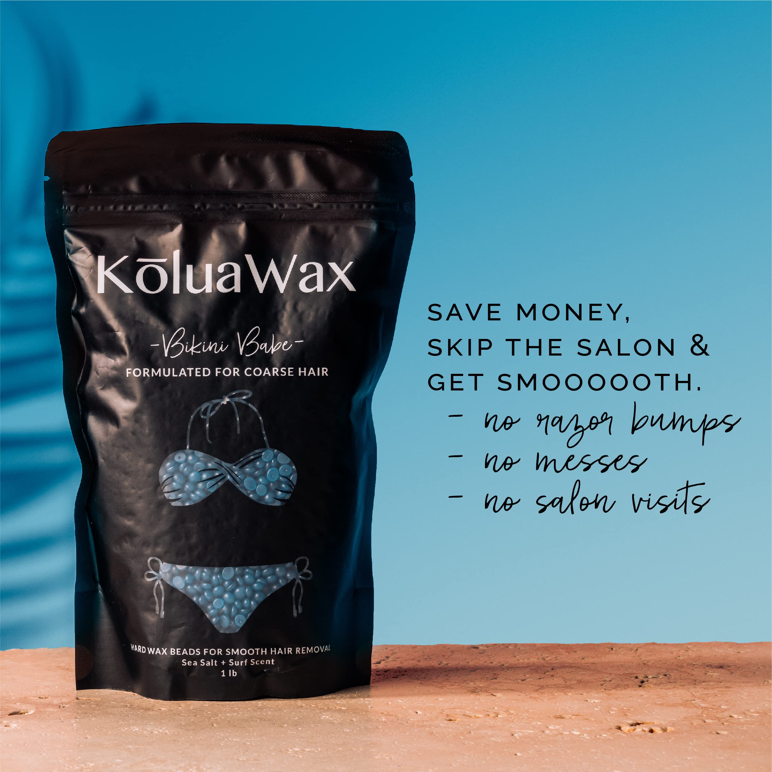 KoluaWax 1 lb next to measuring scale to show amount and coverage for multiple sessions