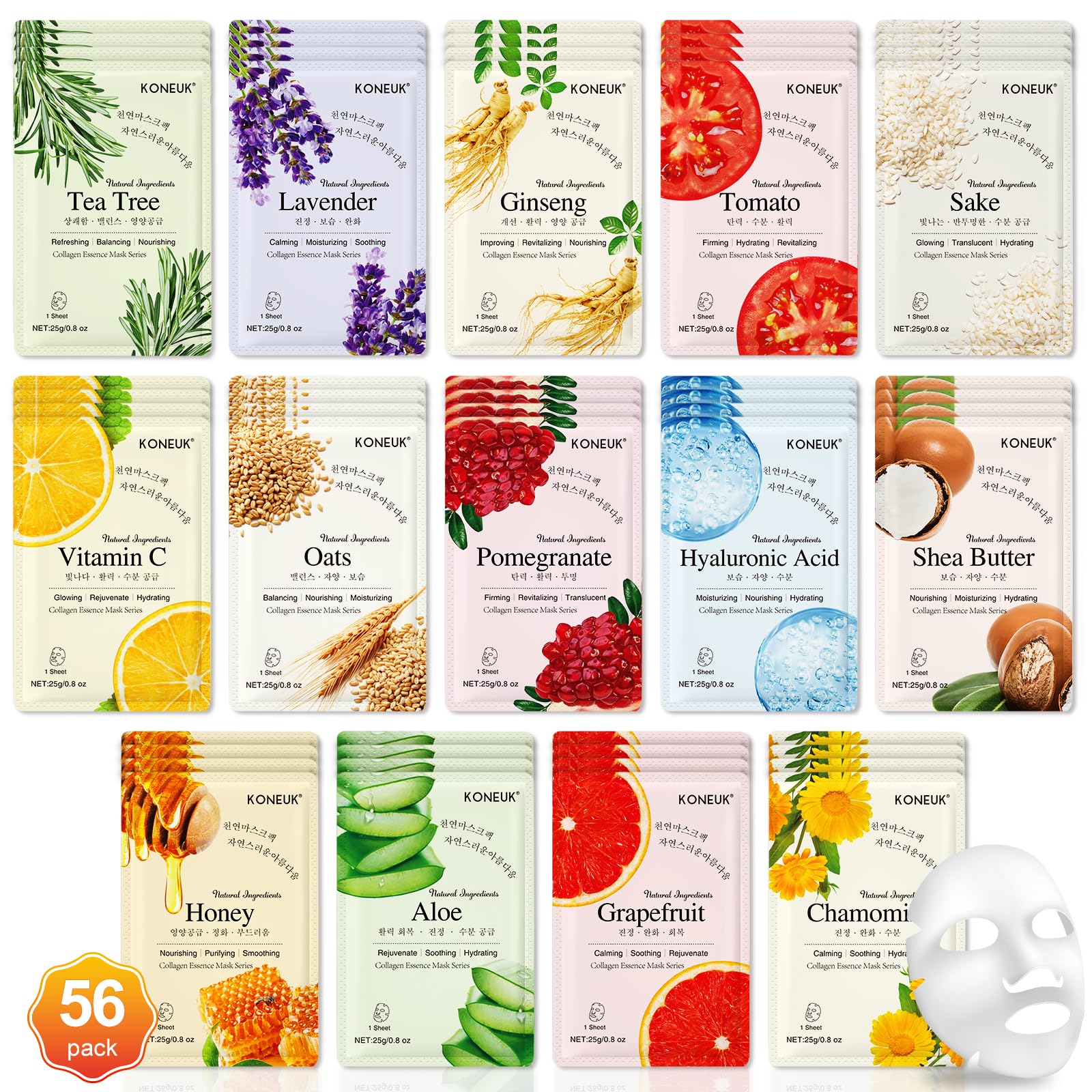 KONEUK front packaging of the 56-pack showing variety and value