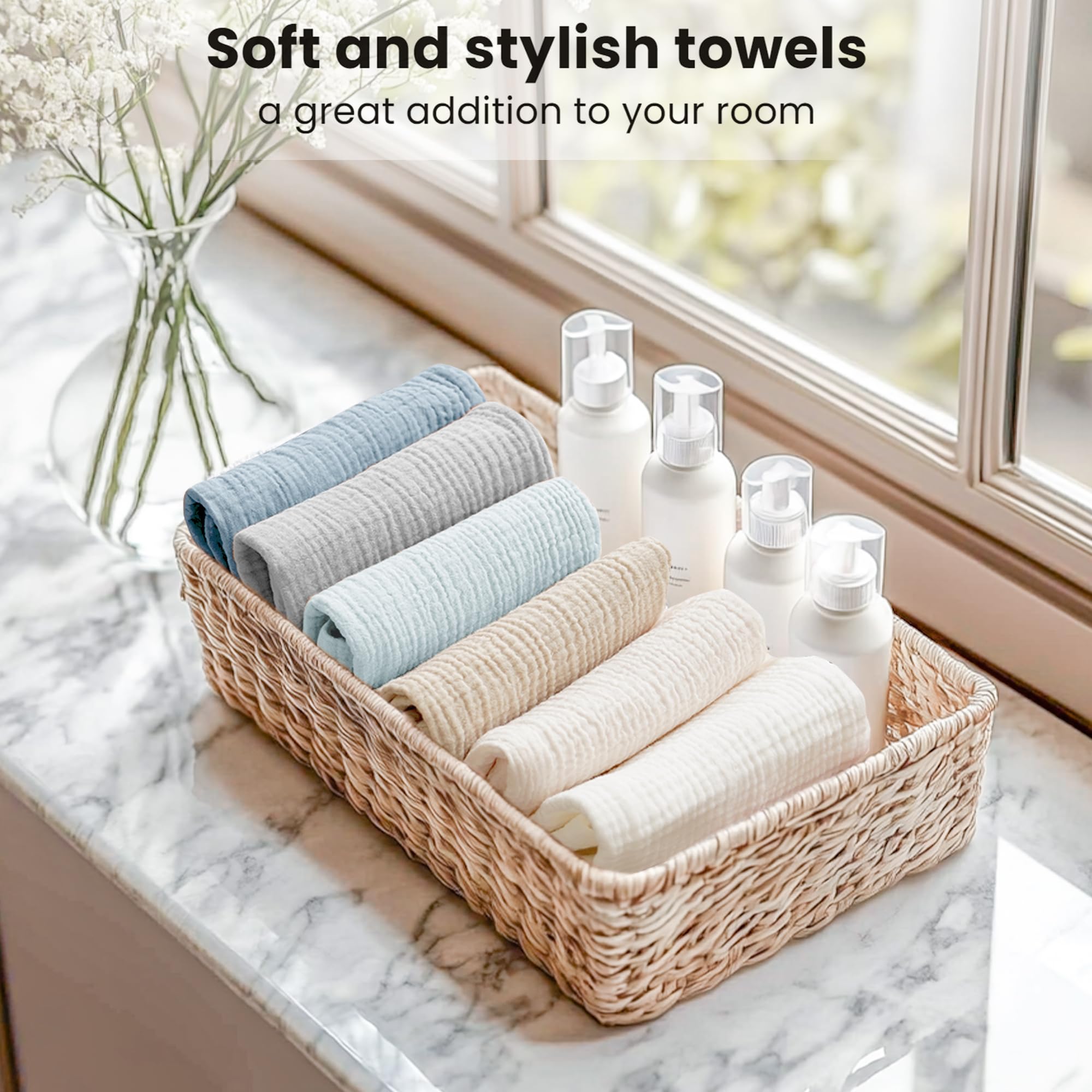 Konssy cloth laid flat showing 11x11 dimension and breathable texture for fast drying