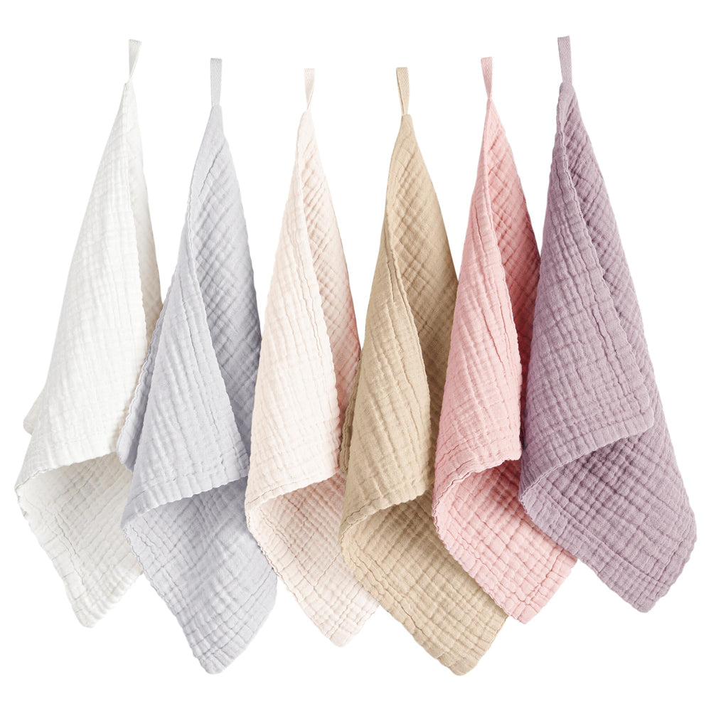Konssy face cloths front view showing six-pack colors and portability benefit