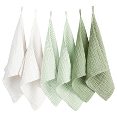 Konssy front pack display showing six muslin face cloths and benefits
