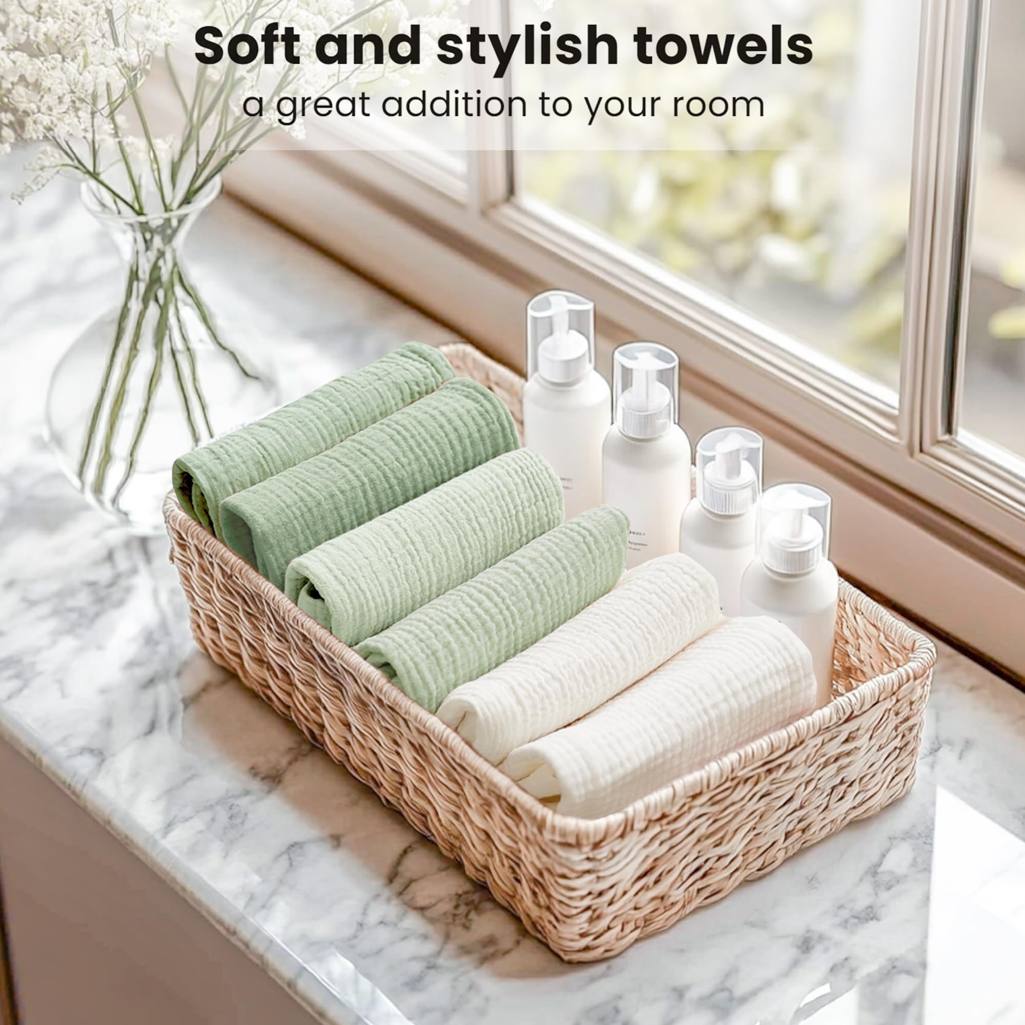 Konssy washcloths packed in travel toiletry bag for on-the-go use