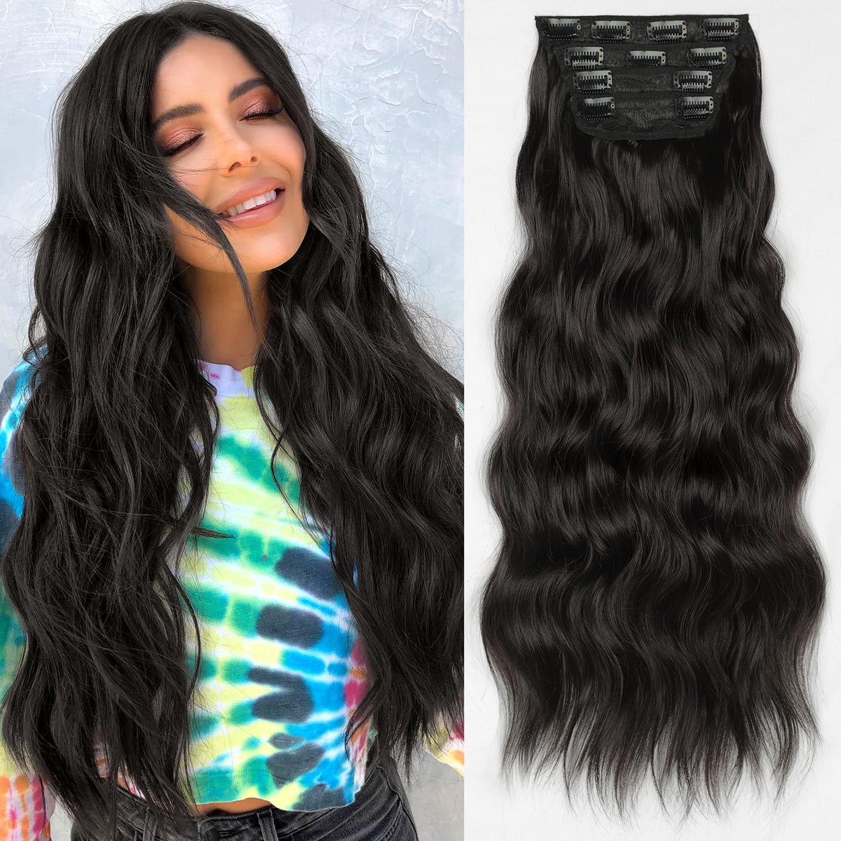 KooKaStyle front packaging showing natural black extensions and benefits