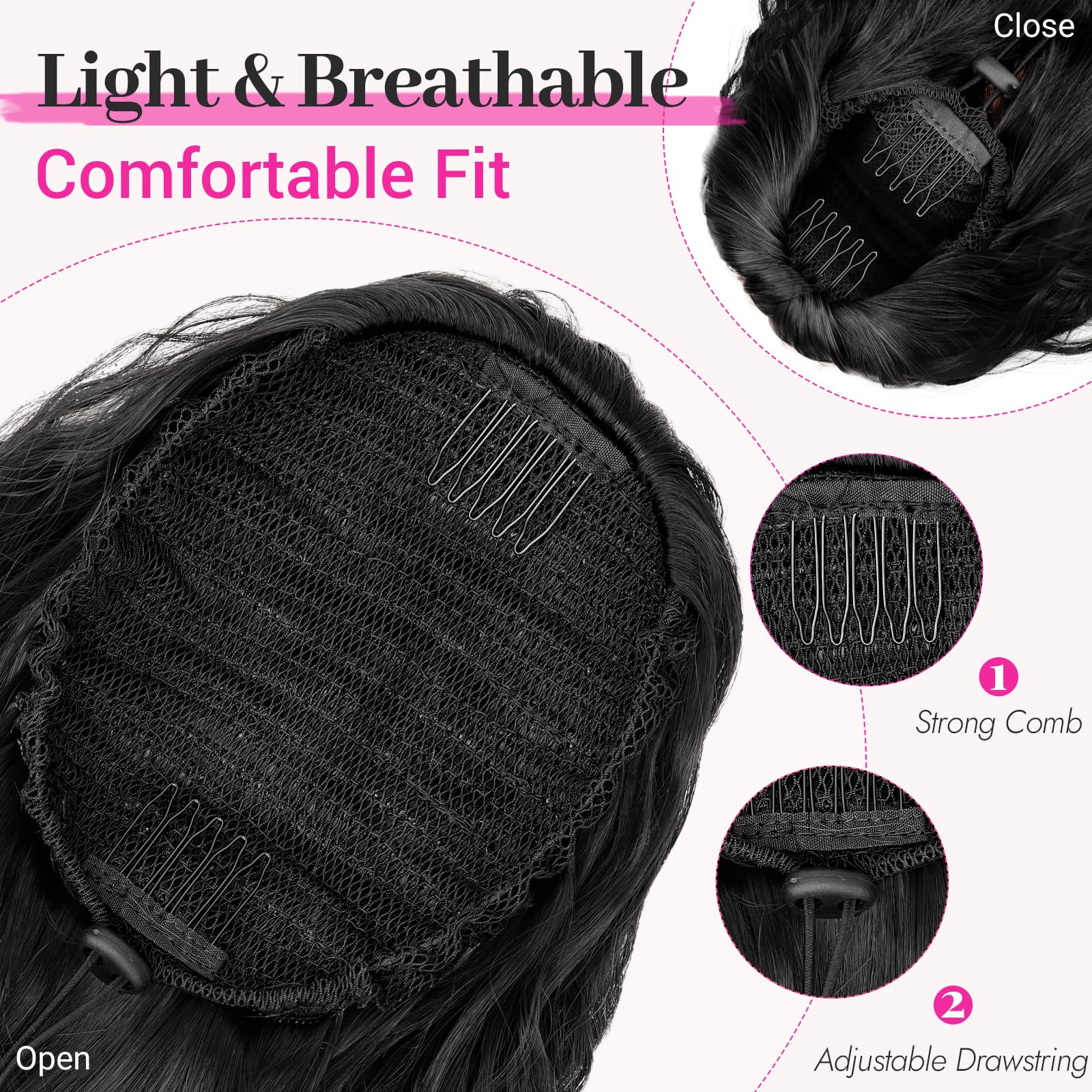 KooKaStyle inner cap and combs detail showing secure attachment