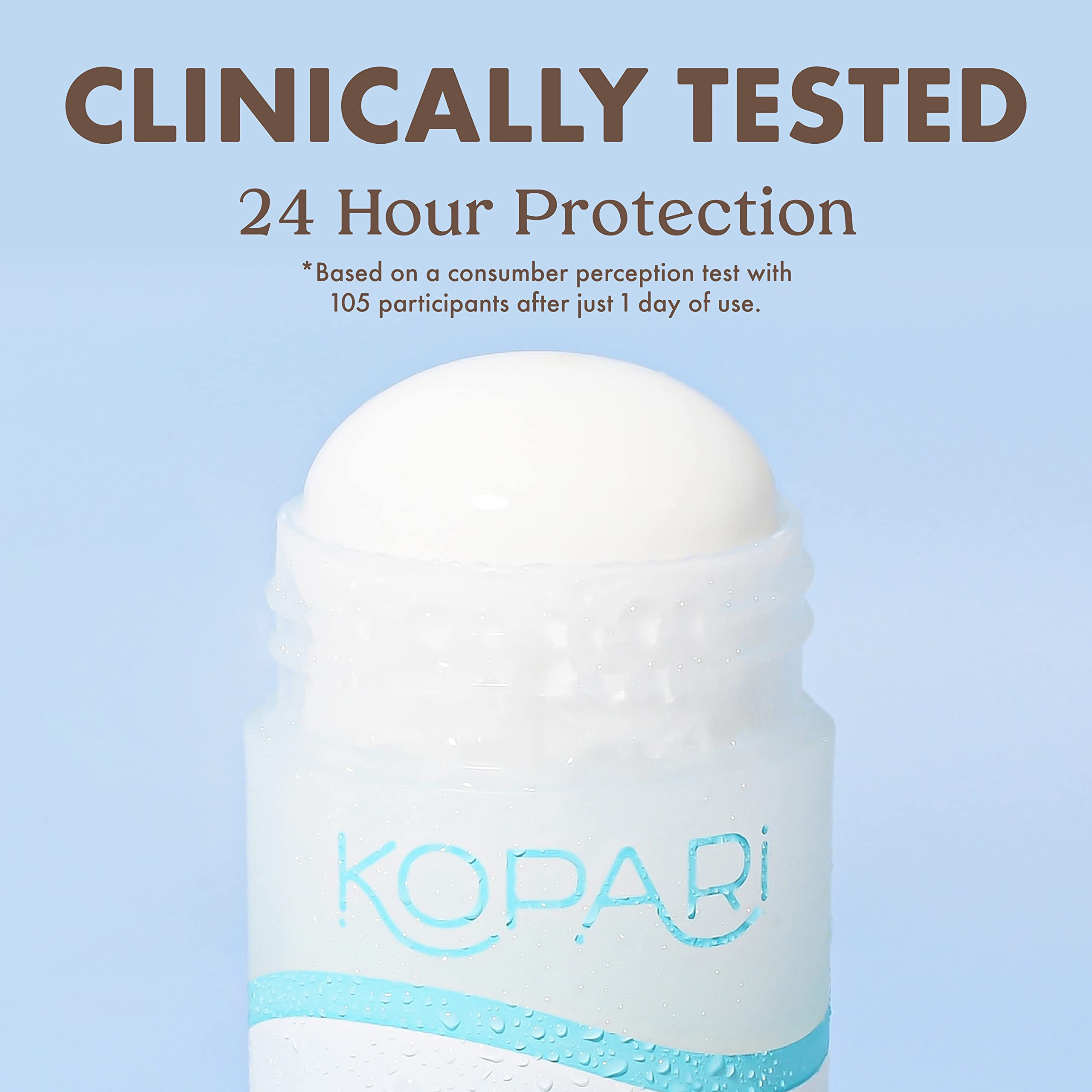 Kopari clear stick texture close-up demonstrating smooth, residue-free application