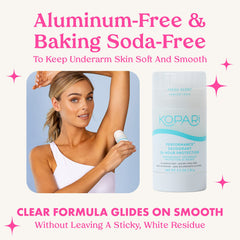 Kopari deodorant label and cap detail highlighting aluminum-free formulation benefit