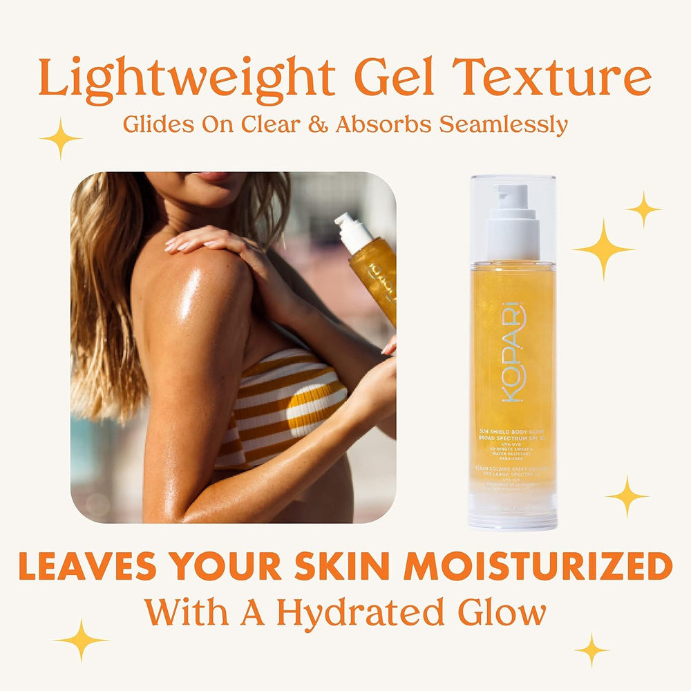 Kopari mini sun shield cream texture swipe showing lightweight, fast-absorbing finish