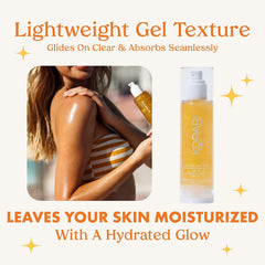 Kopari mini sun shield cream texture swipe showing lightweight, fast-absorbing finish
