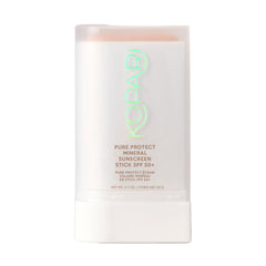Kopari front view of SPF 50+ stick showing compact design and clear finish benefit